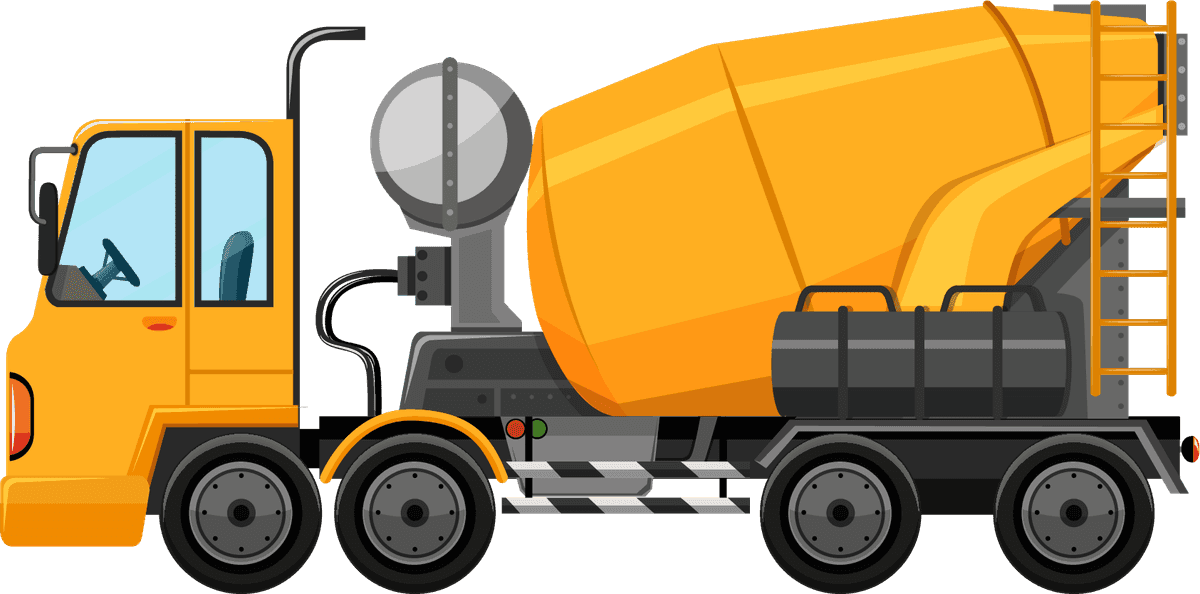 colorful transportation vehicle kids style illustration of a concrete mixer truck