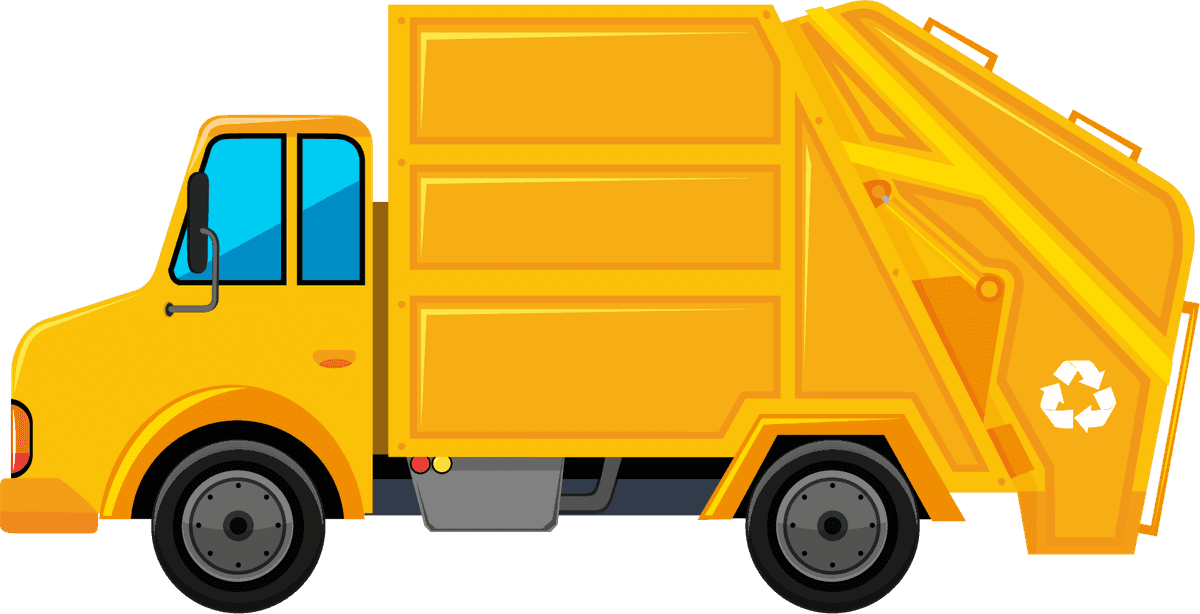 transportation vehicle kids style illustration of a bright yellow garbage truck for educational play