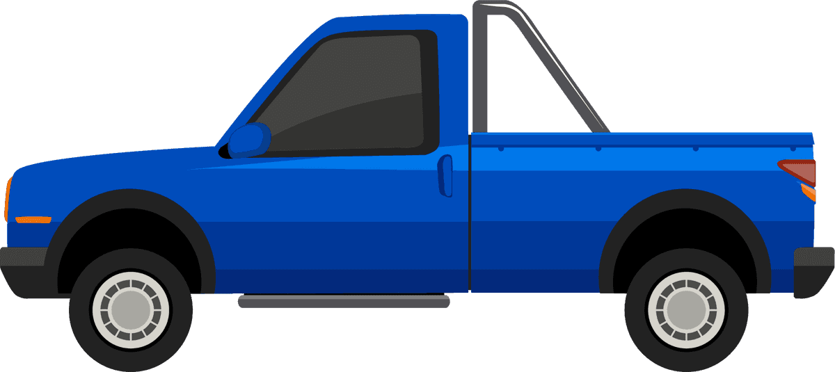 transportation vehicle kids style illustration of a bright blue pickup truck