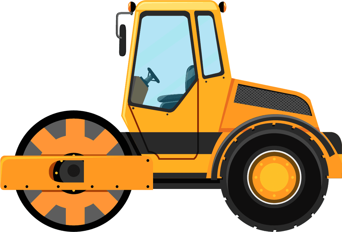 transportation vehicle kids style illustration of a bright orange roller for fun learning