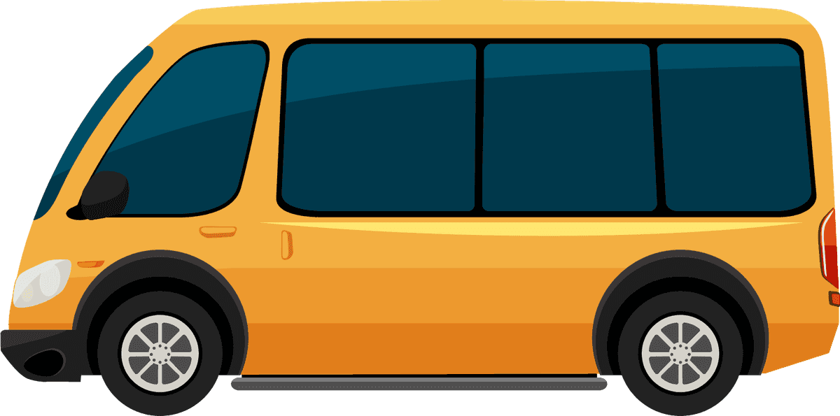 transportation vehicle kids style illustration featuring a cheerful yellow minibus for playful adventures