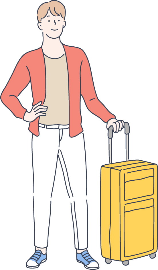 travel adventure tourism concept featuring a cheerful traveler with a suitcase