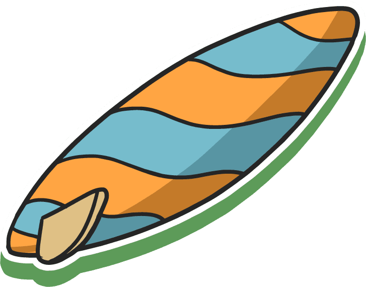 travel holiday element concept featuring a colorful surfboard for summer adventures