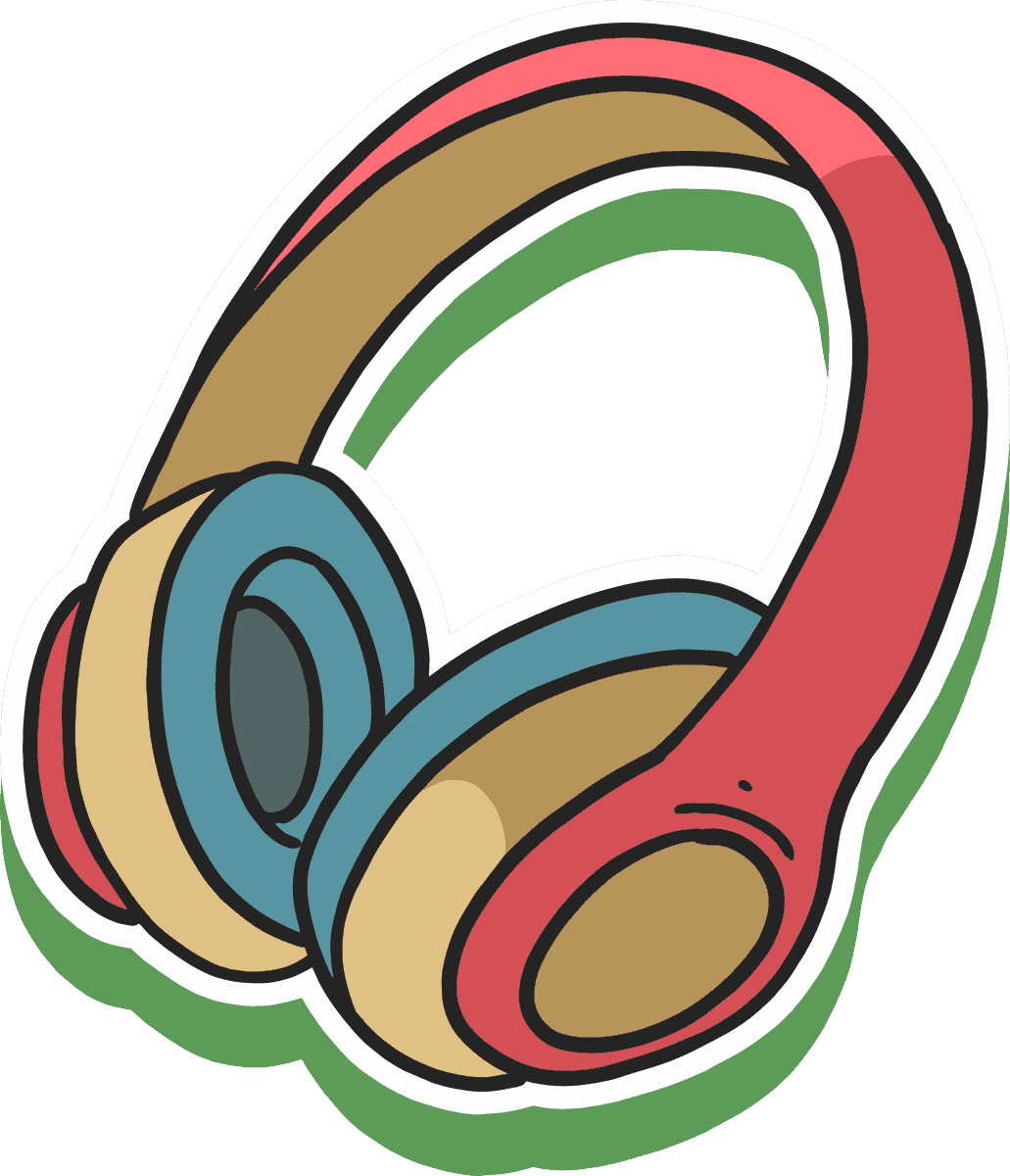 travel holiday element concept featuring colorful headphones for music enjoyment on vacation