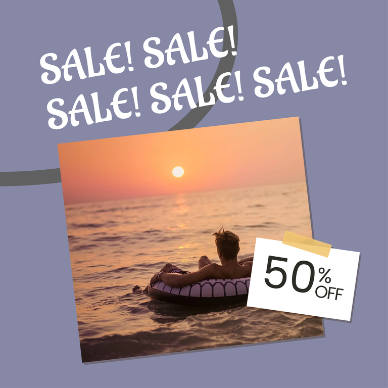 travel promotion instagram post template with vibrant colors and eye-catching sale announcement