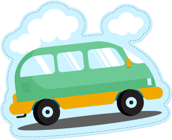 Flat travel and transportation sticker
