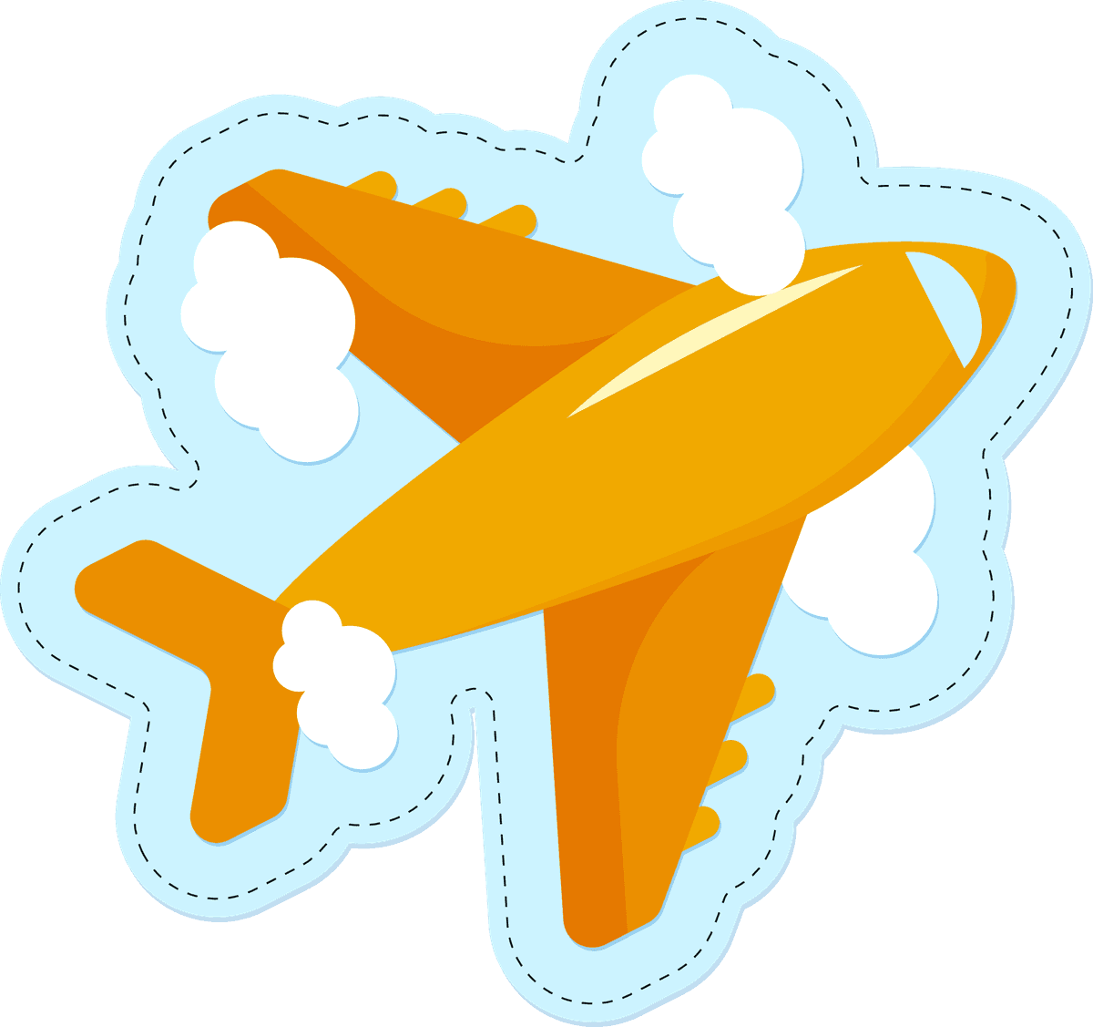 flat travel and transportation sticker featuring a colorful airplane for fun designs