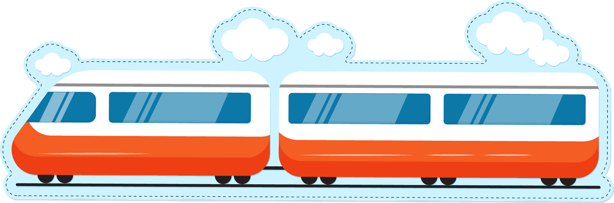 flat travel and transportation sticker featuring a stylish train for travel enthusiasts