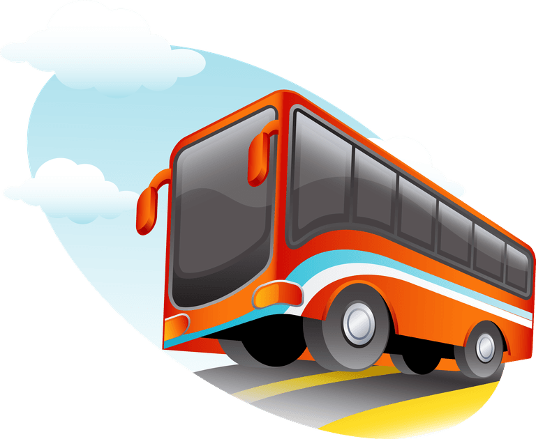 playful travel theme icon vector featuring a colorful bus in motion