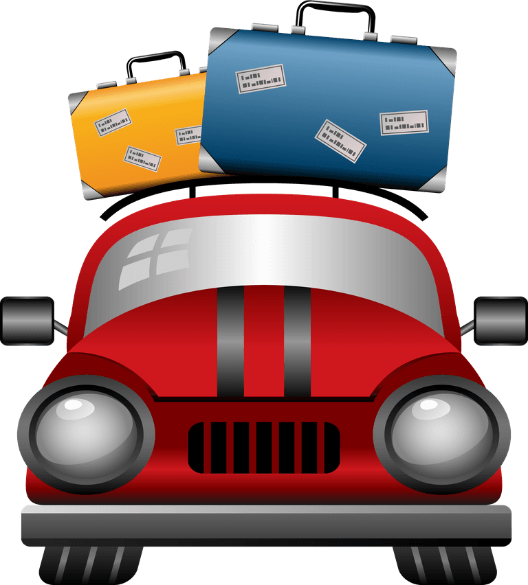 travel travel icon vector with a vintage car and colorful luggage for adventure lovers