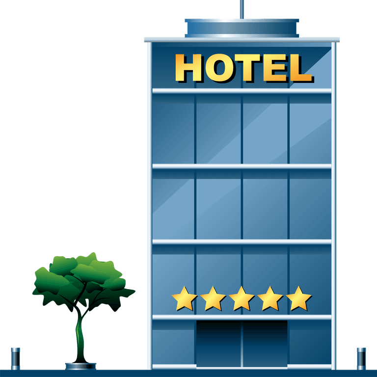 travel travel icon vector of a modern hotel building with five stars rating