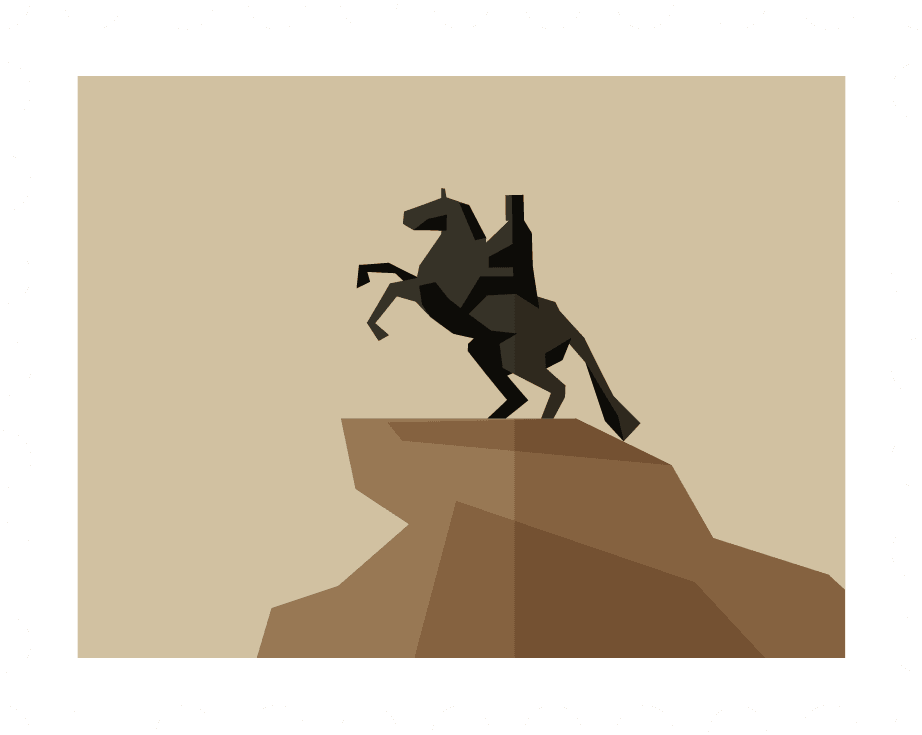 travel with stamp illustration featuring a majestic horse and rider silhouette