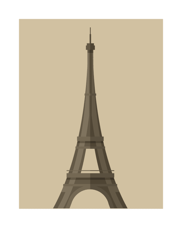 travel with stamp illustration featuring the iconic eiffel tower in a minimalist style