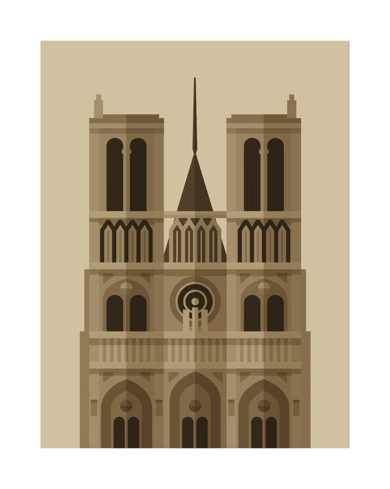 travel with stamp illustration featuring iconic cathedral in elegant minimalist style