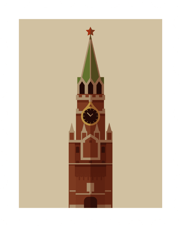 travel with stamp illustration featuring iconic clock tower and vibrant colors