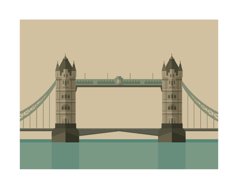 travel with stamp illustration of the iconic tower bridge in london