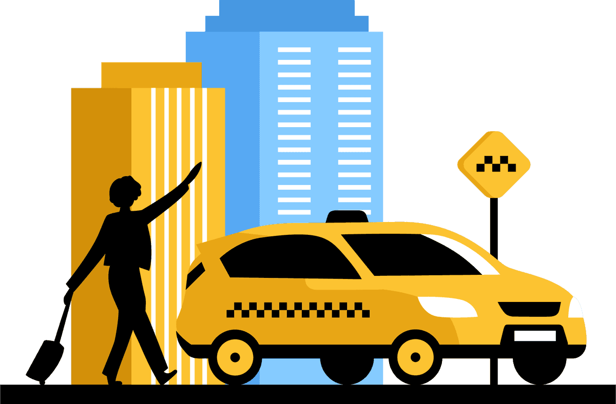 traveling people isolated decorative icons of urban taxi and commuter interactions