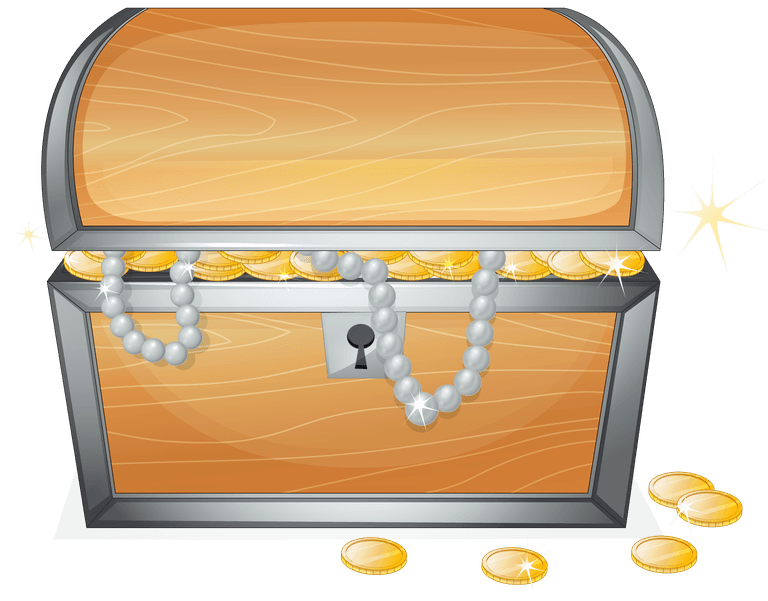 treasure hom treassure chests and golden objects illustration