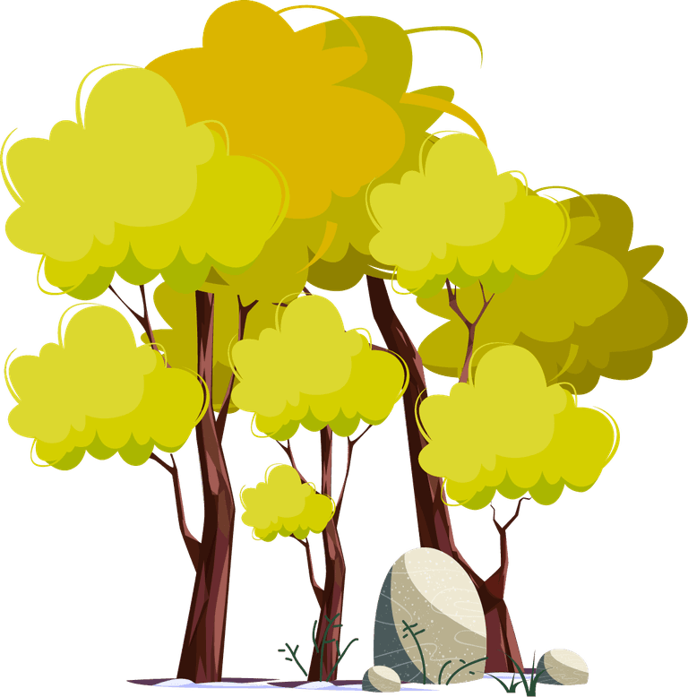 trees icons collection colored classic handdrawn sketch