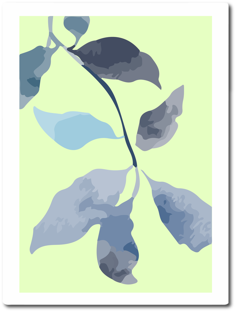 tropical blue botanical wall art vector