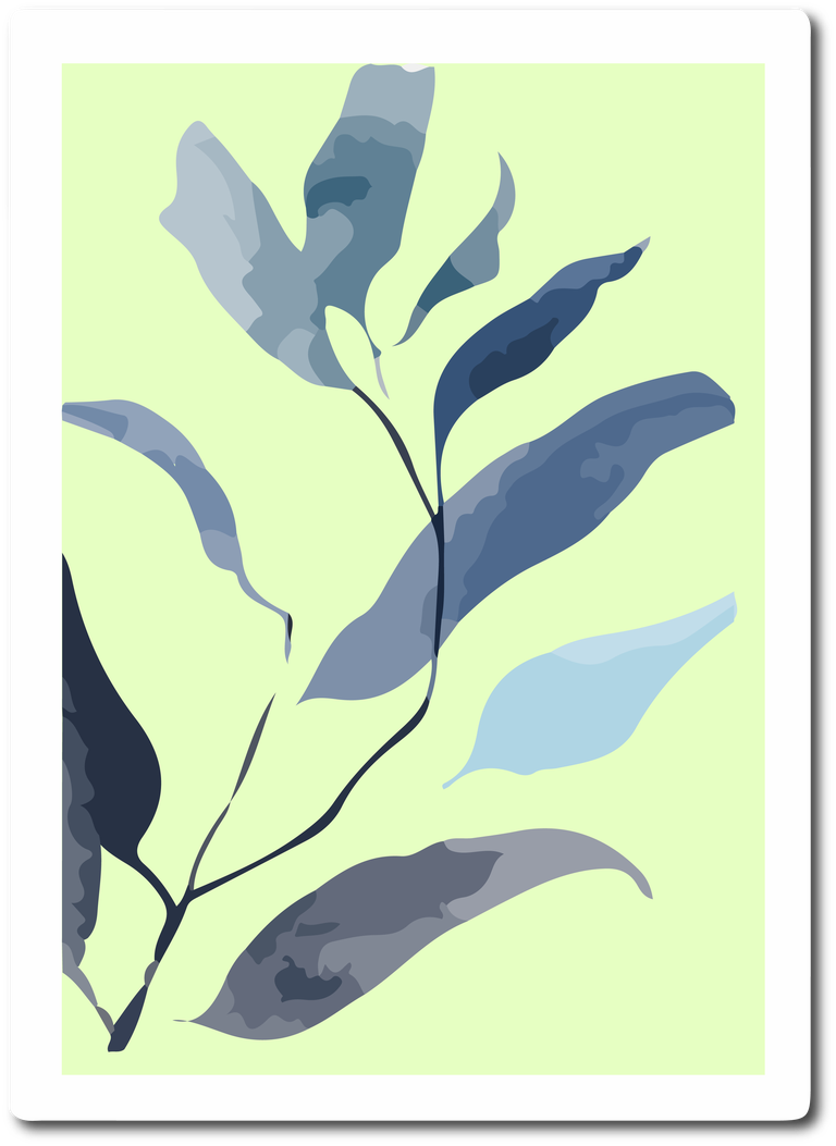 tropical blue botanical wall art vector