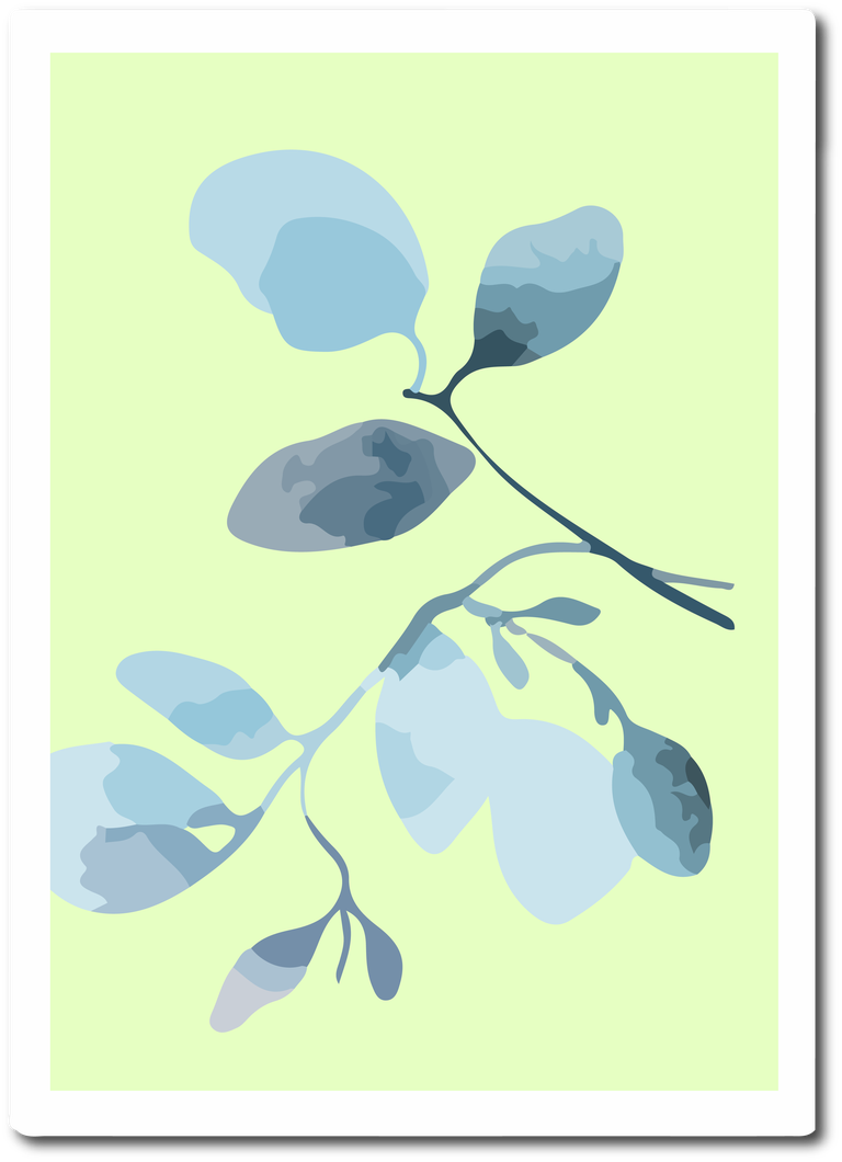 tropical blue botanical wall art vector