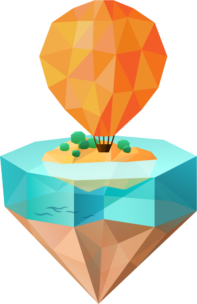 tropical island symbols polygonal icons for vibrant summer themes and travel adventures