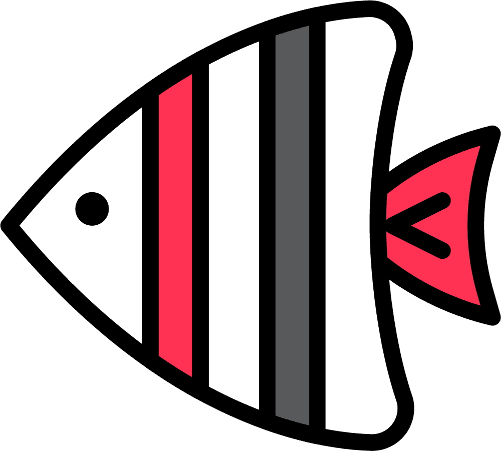 tropical related icon filled fish symbol featuring bold colors and striking lines