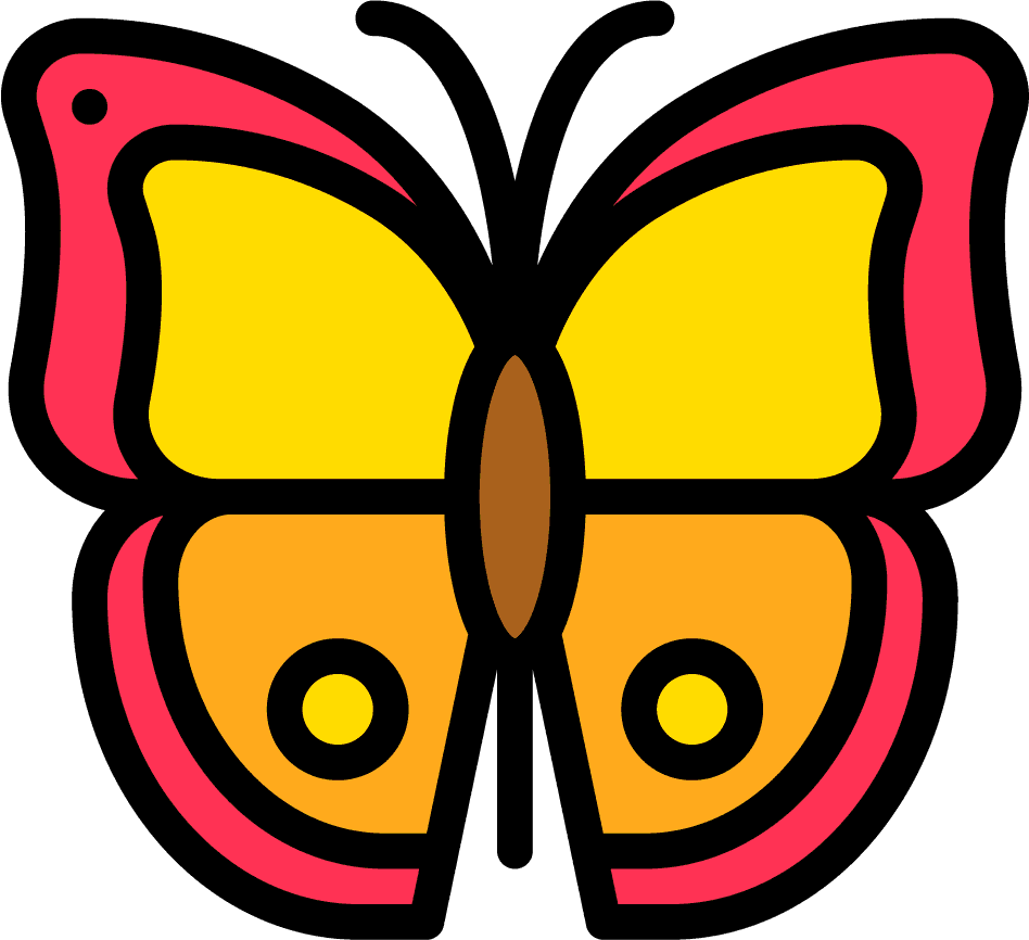 tropical related icon filled butterfly with vibrant colors for summer themes and decor