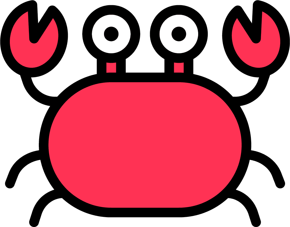 tropical related icon filled crab with playful colors for summer themes and fun decor