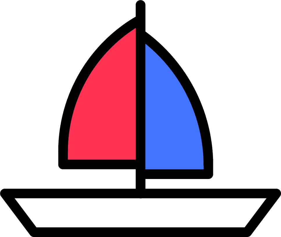 tropical related icon filled sailboat with vibrant colors and dynamic shapes for summer themes