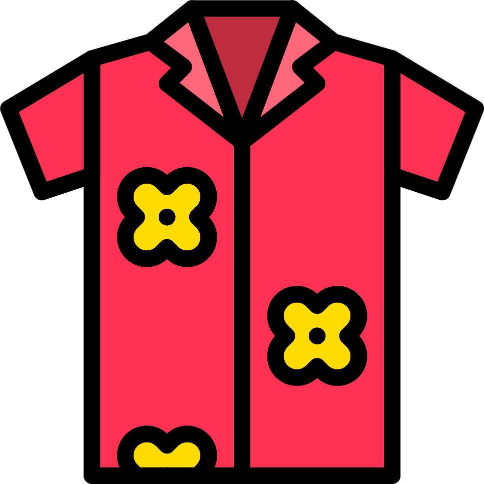 tropical related icon filled depicting vibrant floral patterned shirt for summer wear