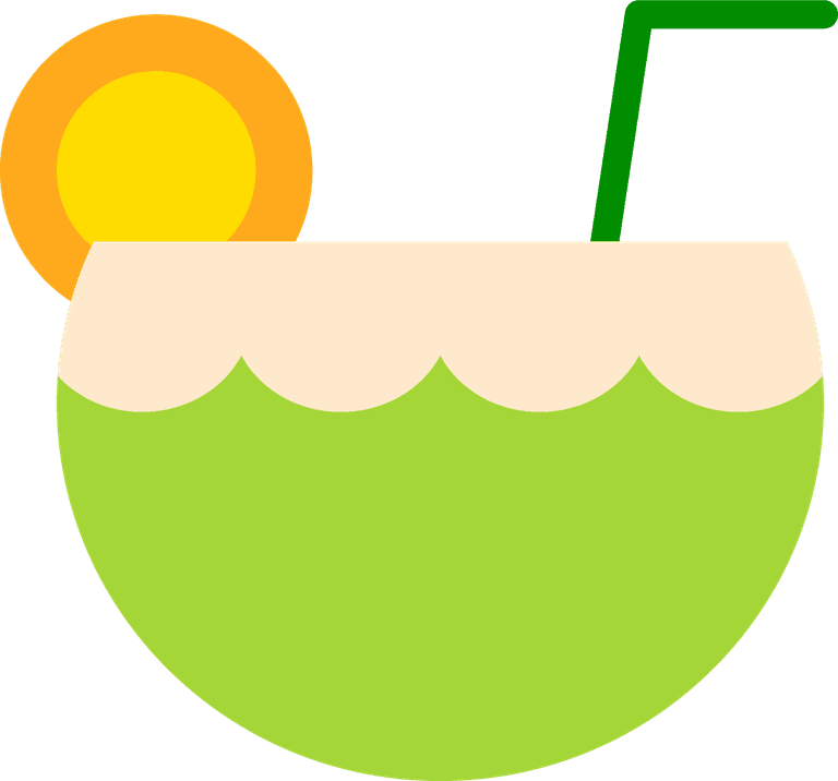 tropical related icon flat cocktail with lime and sun for summer vibes