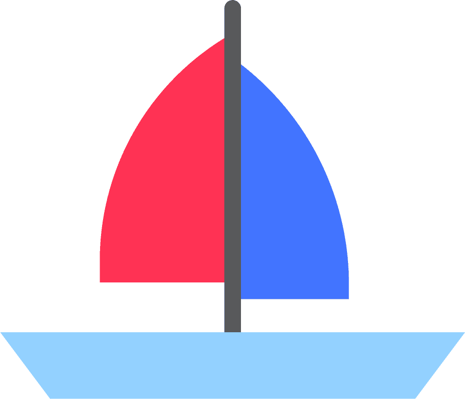 tropical related icon flat of a colorful sailboat on calm water