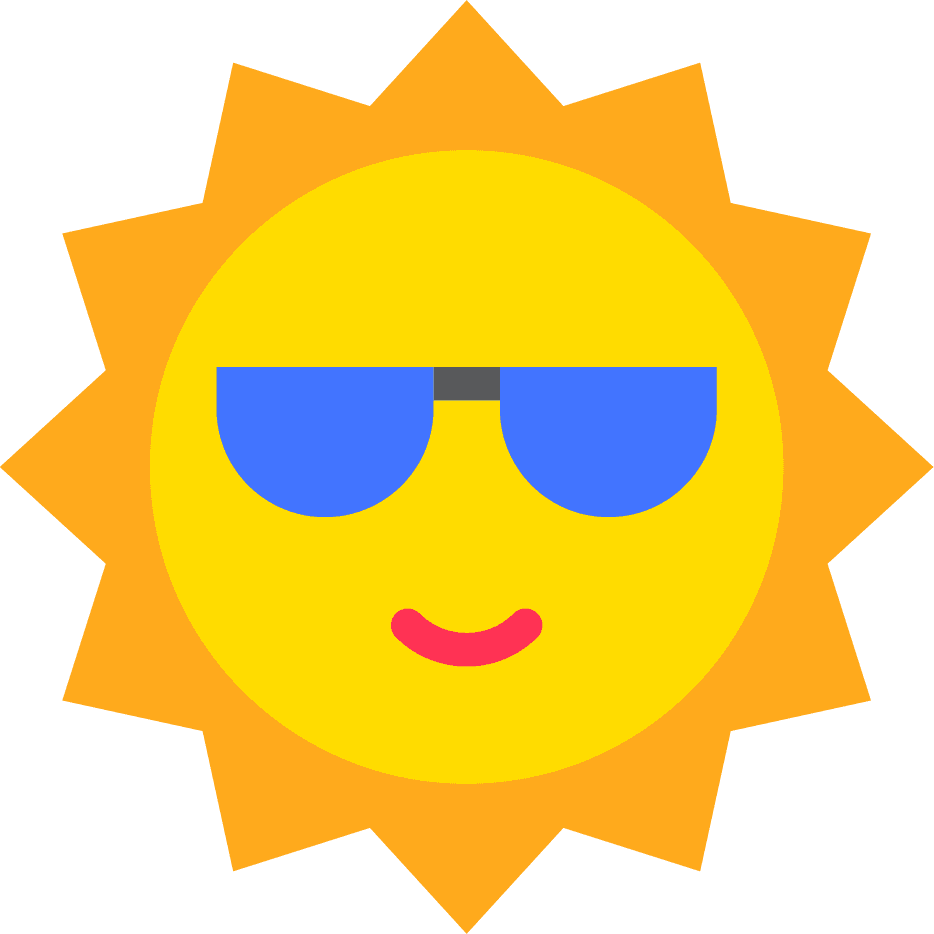 tropical related icon flat cheerful sun wearing sunglasses for summer fun