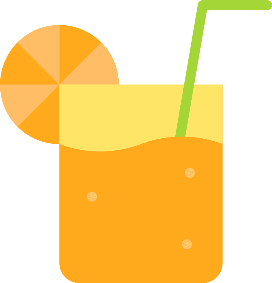 tropical related icon flat for refreshing beverage with orange slice and straw