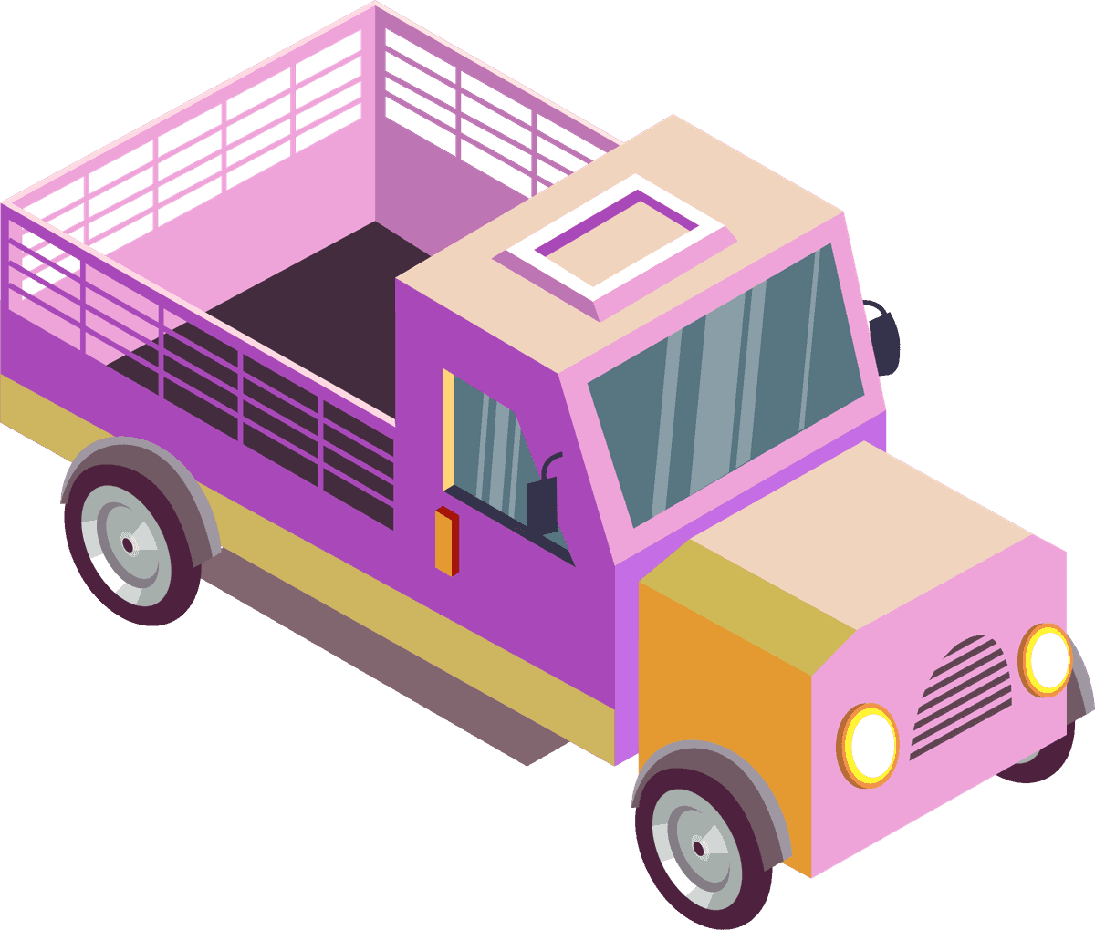 truck icons collection colored modern for transportation apps and logistics websites