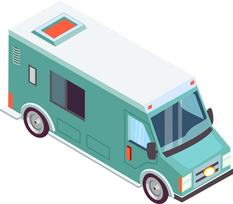 truck icons collection colored modern for transportation, delivery, and food service applications