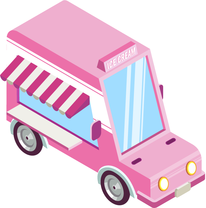 truck icons collection colored modern ice cream vehicle for playful designs