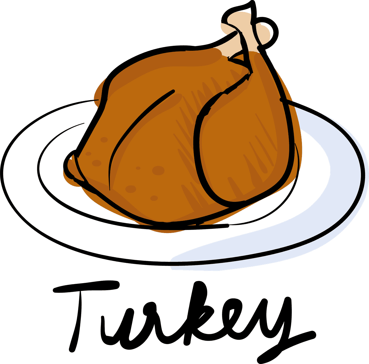 turkey drawing style food collection featuring delicious roasted turkey for festive meals