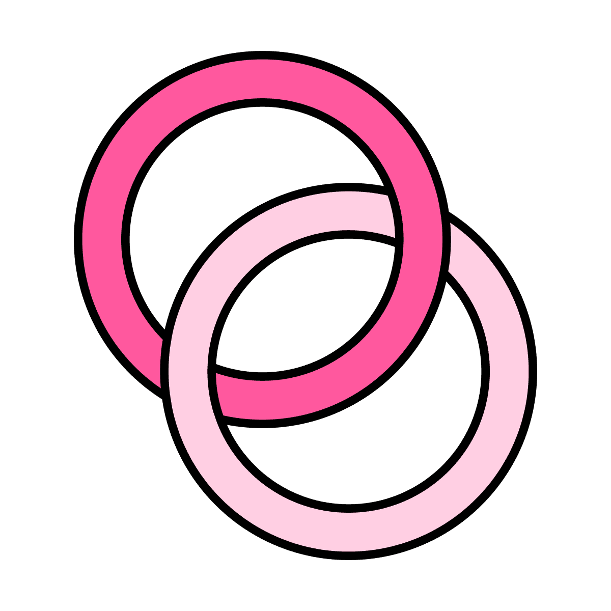 cheerful playful geometric pink rings for connection branding