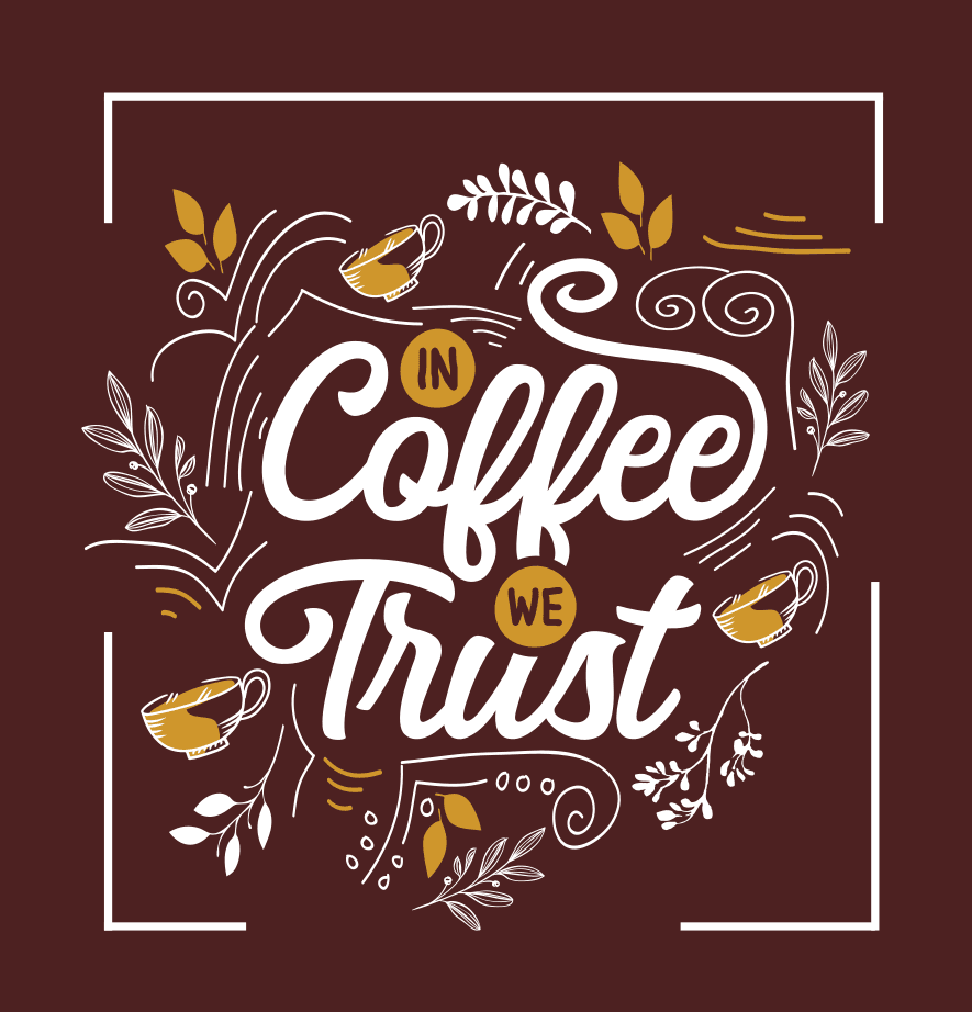 typography poster patterns and textures celebrating coffee culture with playful illustrations