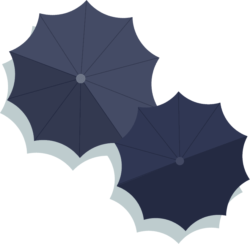 umbrella icons colored flat sketch