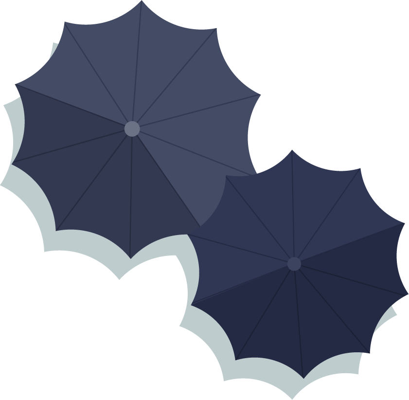 umbrella icons colored flat sketch