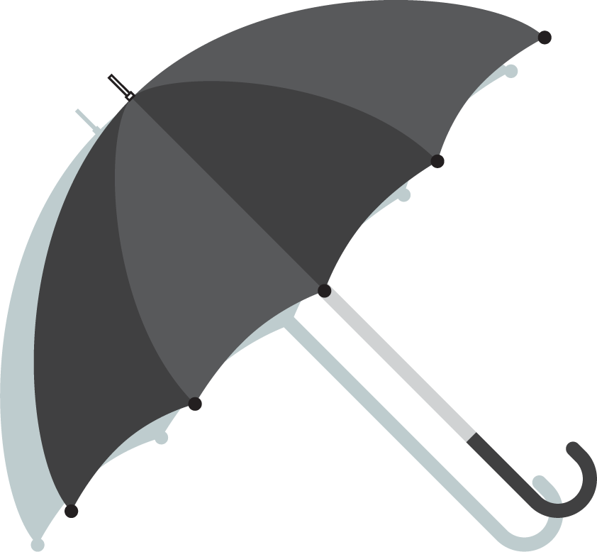 umbrella icons colored flat sketch for weather applications and rainy day graphics