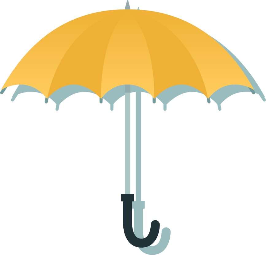 umbrella icons colored flat sketch