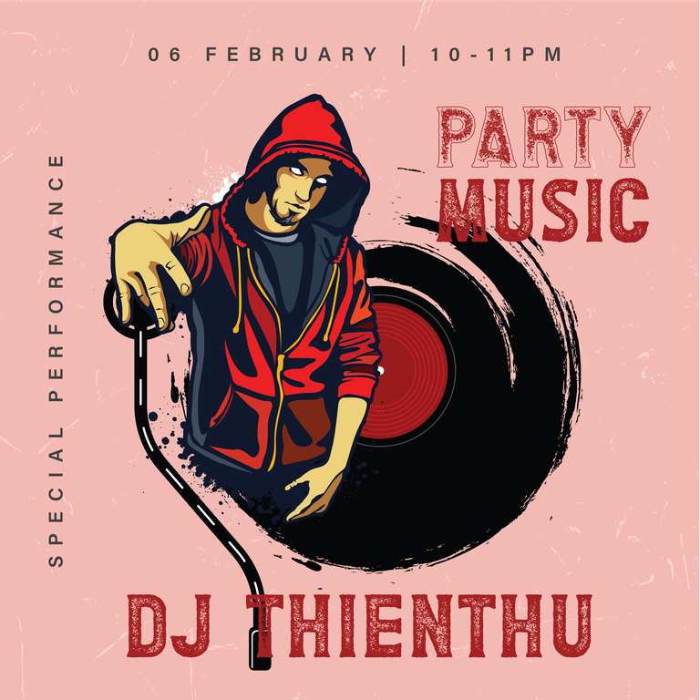 party music poster with urban illustration with bold typography for vibrant DJ promotion