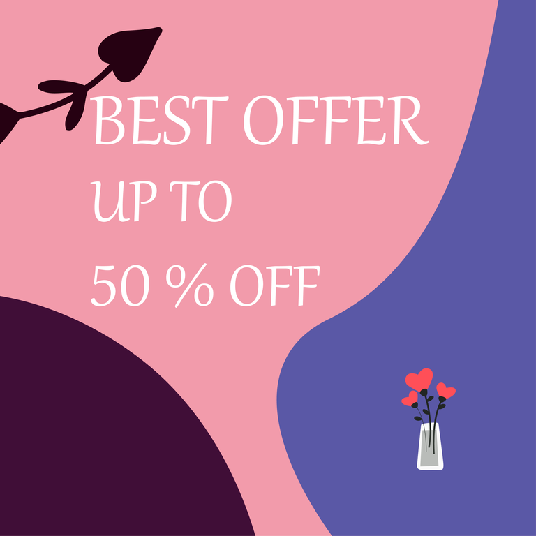 happy valentine's day promotional offer with special discounts and cheerful colors