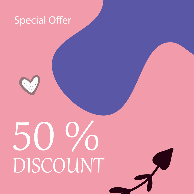 happy valentine's day promotional offer with special discounts and cheerful colors