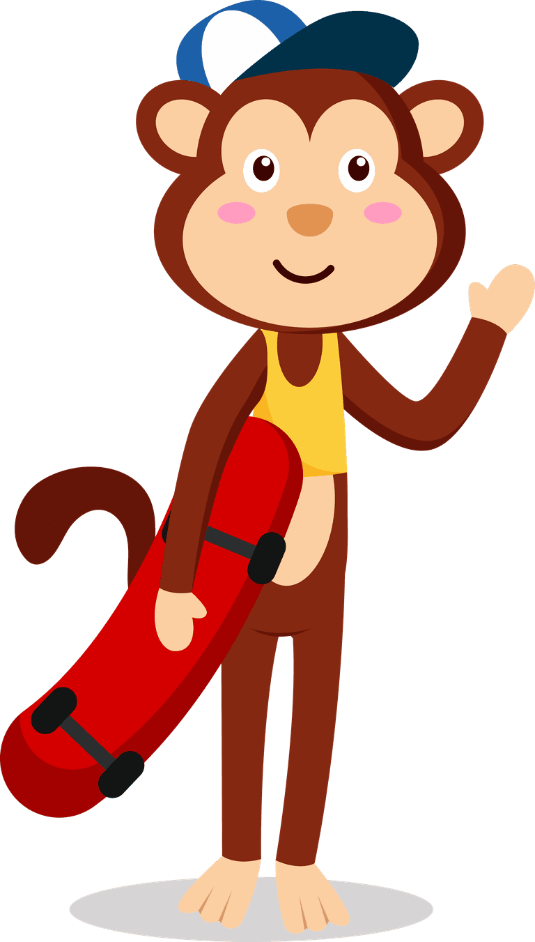 valentine cartoon couple vector featuring adorable monkey and skateboard for playful design